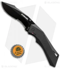 Schrade Shiznit MAGIC Spring Assisted Knife Black (3.375" Black Serr) -Benchmade Store Schrade Shiznit MAGIC SA Black Black Serr SCHA13BS BHQ 62000 jr bottlecap