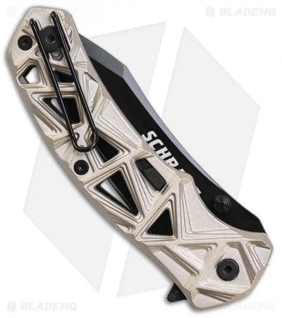 Schrade Shizzle MAGIC Spring Assisted Knife Champagne (3.375" Black) Schrade Shizzle MAGIC Spring Assisted Knife Champagne (3.375" Black) -Benchmade Store Schrade Shizzle MAGIC SA Champagne Black SCHA11C BHQ 61993 jr side clip
