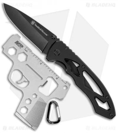 S&W Frame Lock Knife/Multi-Tool Combo Pack Black Steel (3" Black Stainless) S&W Frame Lock Knife/Multi-Tool Combo Pack Black Steel (3" Black Stainless) -Benchmade Store Smith Wesson Knife Tool Combo BHQ 136548 jr