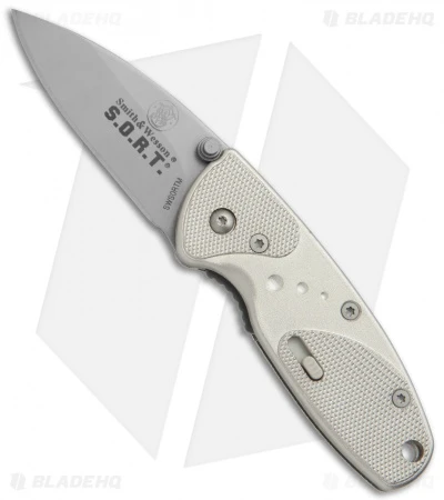 Smith & Wesson Medium S.O.R.T. Spring Assisted Knife Champagne (2" Bead Blast) Smith & Wesson Medium S.O.R.T. Spring Assisted Knife Champagne (2" Bead Blast) -Benchmade Store Smith Wesson S.O.R.T. Medium Champagne BB SWSORTM5 BHQ 2577 jr