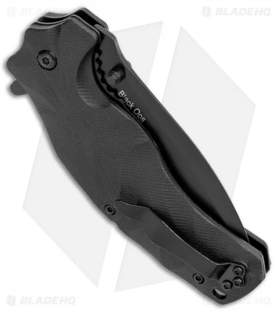 Smith & Wesson Black Ops Recurve Spring Assisted Knife (3.25" Black) Smith & Wesson Black Ops Recurve Spring Assisted Knife (3.25" Black) -Benchmade Store Smith and Wesson Black Ops Recurve G 10 Handle Black BHQ 125114 jr side