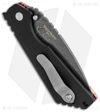 Strider + Pro-Tech SnG Automatic Knife Red Grain Micarta (3.5" Damascus) Strider + Pro-Tech SnG Automatic Knife Red Grain Micarta (3.5" Damascus) -Benchmade Store Strider Protech SnG Auto Red Grain Micarta Damascus BHQ 104757 jr side