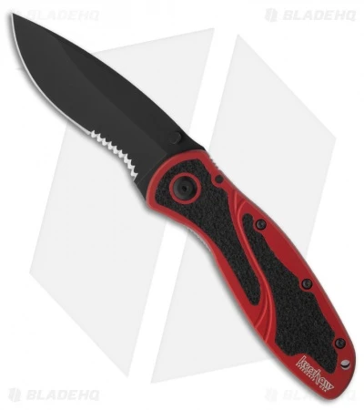 Kershaw Blur Assisted Opening Knife Red (3.375" Black Serr) 1670RDBLKST Kershaw Blur Assisted Opening Knife Red (3.375" Black Serr) 1670RDBLKST -Benchmade Store kershaw 1670rdblkst blur red black folder