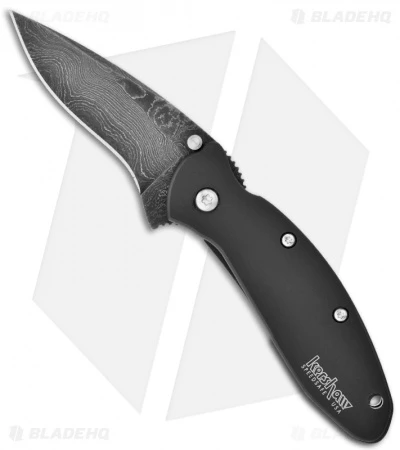 Kershaw Scallion Assisted Opening Knife Black (2.25" Damascus) 1620DAMBK Kershaw Scallion Assisted Opening Knife Black (2.25" Damascus) 1620DAMBK -Benchmade Store kershaw black damascus plain 1620damckt schallion
