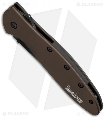 Kershaw Leek Assisted Opening Knife Brown (3" Black) Elmax 1660SWBRN Kershaw Leek Assisted Opening Knife Brown (3" Black) Elmax 1660SWBRN -Benchmade Store kershaw leek brown 1660sw brn acid wash bottom cm