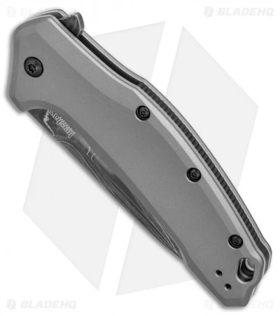 Kershaw Link Drop Point Knife Gray Aluminum (3.25" Damascus) KS1776GRYDAM Kershaw Link Drop Point Knife Gray Aluminum (3.25" Damascus) KS1776GRYDAM -Benchmade Store kershaw link dp gray damascus KS1776GRYDAM BHQ 49209 jr spine