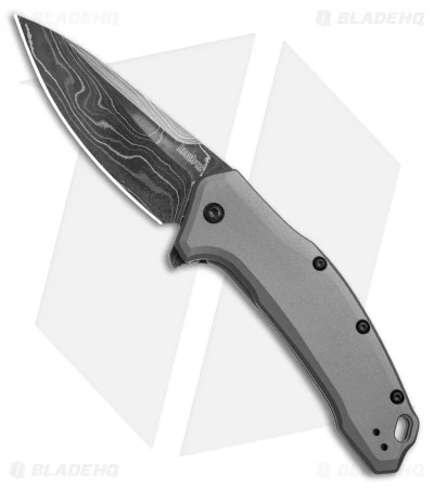 Kershaw Link Drop Point Knife Gray Aluminum (3.25" Damascus) KS1776GRYDAM Kershaw Link Drop Point Knife Gray Aluminum (3.25" Damascus) KS1776GRYDAM -Benchmade Store kershaw link dp gray damascus KS1776GRYDAM BHQ 49209 jr