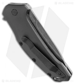 Kershaw Link Drop Point Knife Gray Aluminum (3.25" BlackWash Serr) 1776GRYBWST 3 Kershaw Link Drop Point Knife Gray Aluminum (3.25" BlackWash Serr) 1776GRYBWST -Benchmade Store kershaw link folder aluminum tanto 1776tgrybw side jm 1