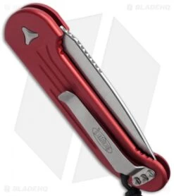 Microtech LUDT Automatic Knife Red (3.4" Stonewash) 135-10RD -Benchmade Store microtech 135 10rd side cm