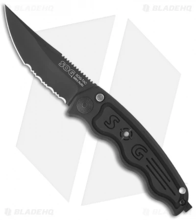 SOG Knives Mini SOG TAC Automatic Knife (Black Serr) ST-12 SOG Knives Mini SOG TAC Automatic Knife (Black Serr) ST-12 -Benchmade Store mini sog tac auto st 12 ser