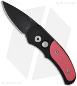 Pro-Tech Runt J4 Automatic Knife W/ Pink G-10 (1.94" Black Plain) 4446
