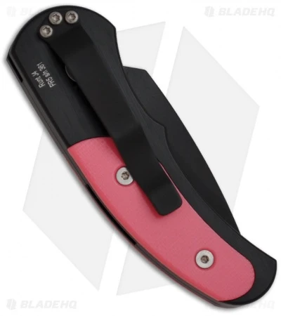Pro-Tech Runt J4 Automatic Knife w/ Pink G-10 (1.94" Black Plain) 4446 Pro-Tech Runt J4 Automatic Knife W/ Pink G-10 (1.94" Black Plain) 4446 -Benchmade Store protech 4446 runt j4 pink g 10 back