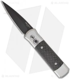 Pro-Tech Steel Custom Godson Knife W/ Carbon Fiber (3.15" Black Plain) 749 BT