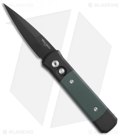 Pro-Tech Godson Automatic Knife Green G-10 (3.15" Black) Pro-Tech Godson Automatic Knife Green G-10 (3.15" Black) -Benchmade Store protech godson black green plain g 10 inlays