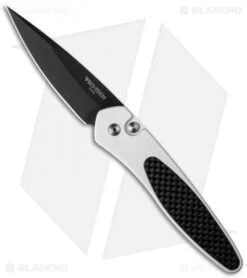 Pro-Tech Newport Automatic Knife Silver/Carbon Fiber (3" Black) 3412