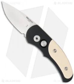 Pro-Tech Runt J4 Tuxedo Automatic Knife Black/Ivory Micarta (1.94" Satin) 4451