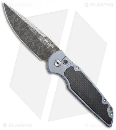 Pro-Tech TR-3 Custom Automatic Knife Carbon Fiber (3.5" Damascus) Pro-Tech TR-3 Custom Automatic Knife Carbon Fiber (3.5" Damascus) -Benchmade Store protech tr 3 cf dam