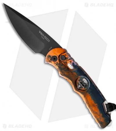 Pro-Tech TR-4 Skull Automatic Knife Lava Splash (4" Black) TR-4.64 Pro-Tech TR-4 Skull Automatic Knife Lava Splash (4" Black) TR-4.64 -Benchmade Store protech tr4 64 skull splash lawva anodized sterling black jm