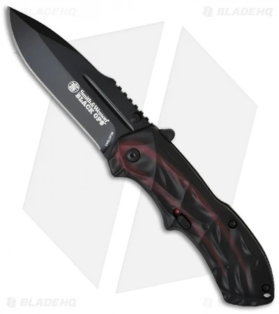 Smith & Wesson Black Ops SWBLOP3R Smoked Red Spring Assisted Knife (3.35" Black) Smith & Wesson Black Ops SWBLOP3R Smoked Red Spring Assisted Knife (3.35" Black) -Benchmade Store smith wesson black ops swblop3r