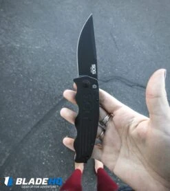 SOG Tac Ops Automatic Knife Black Canvas Micarta (3.5" S35VN Black) -Benchmade Store sog tac ops auto black BHQ 52251 dl