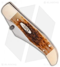 Case Kickstart Mid-Folding Hunter Assisted Knife Jigged Amber Bone (61265AC SS) -Benchmade Store ssisted Opener Amber Bone Peach Seed Jig Mid Hunter Clip BHQ 86045 er spine