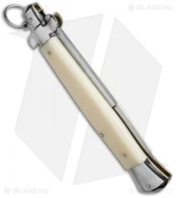 AGA Campolin 15" Ring Pull Automatic Italian Stiletto Sim Ivory (7" Satin Bayo) -Benchmade Store stiletto 15in ring bone dl side
